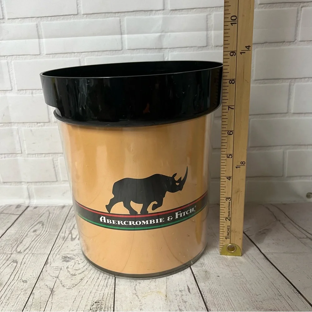 Vintage Abercrombie & Fitch Ice Bucket Safari Rhino Logo Retro 1970s Barware MCM
